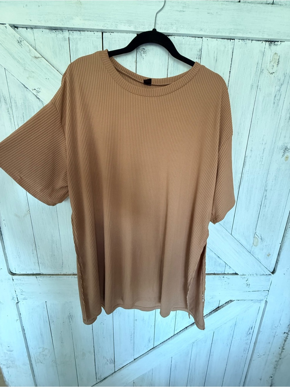 Relaxed Ribbed Tee - Camel